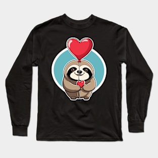 Sloth Heart Balloon - Valentines Day Long Sleeve T-Shirt